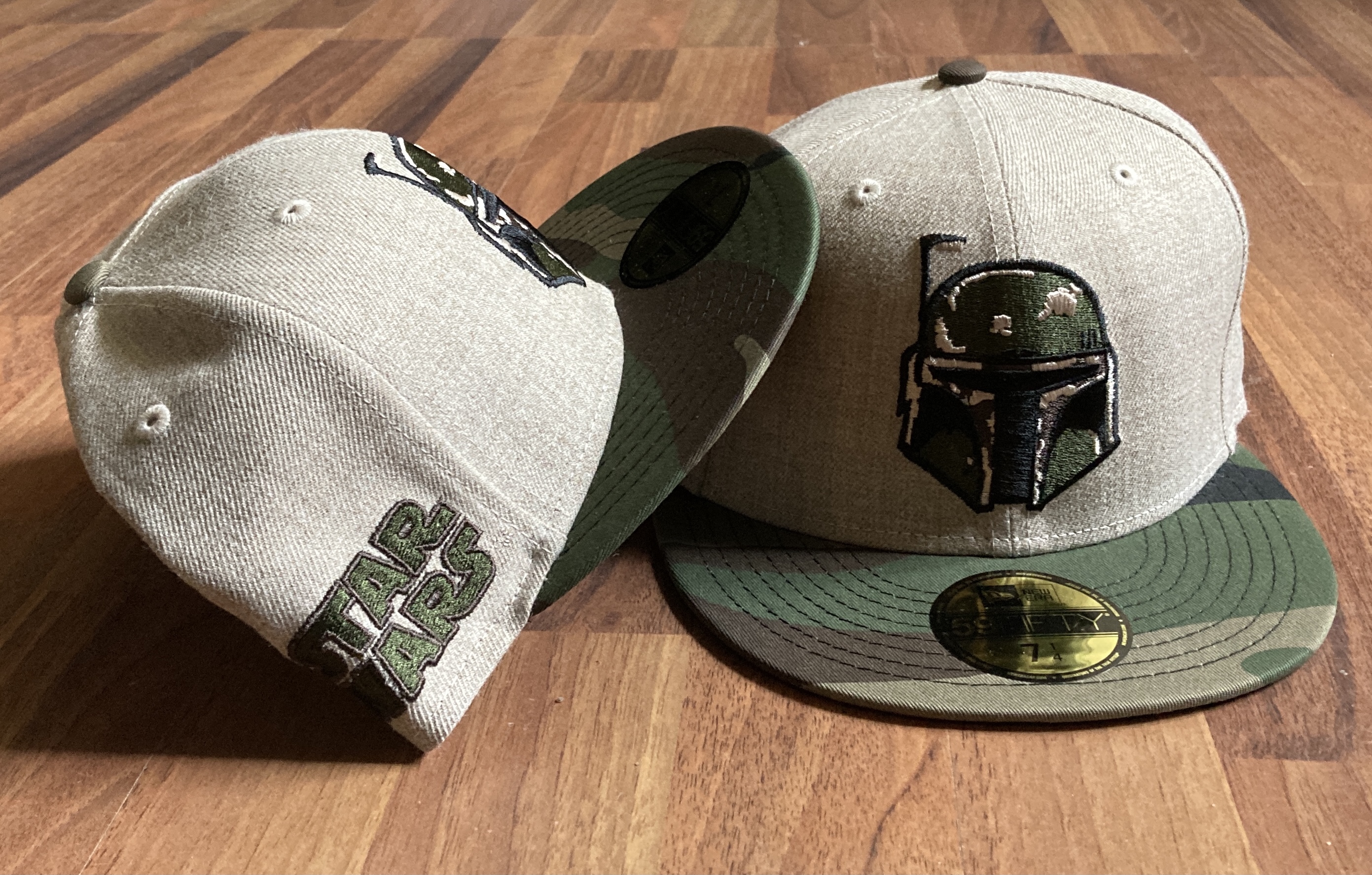 Star Wars Licensed Disney 59FIFTY Fitted The Mandalorian Boba Fett Exclusive Cap in Oatmeal Heather Woodland Camouflage von New Era