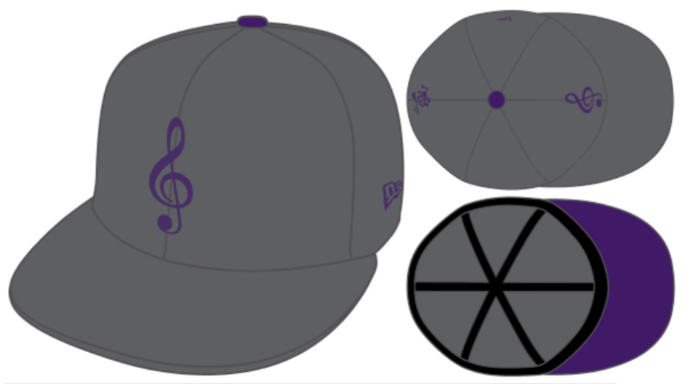 New Era Unlicensed 59FIFTY Fitted Cap Music Note Cap Graphite Deep Purple exclusive Desgn Skribble