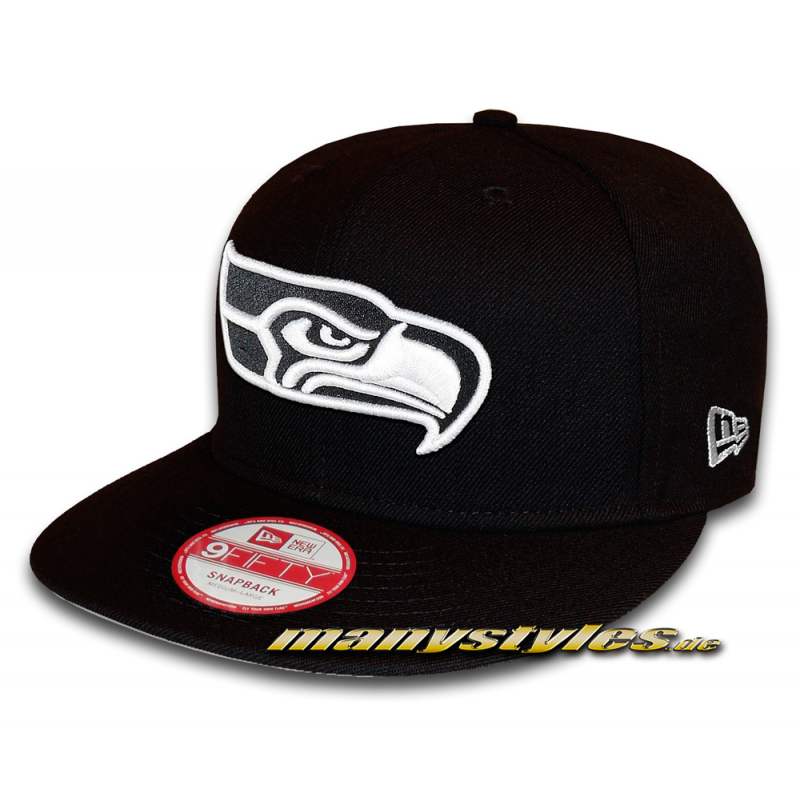 SEATTLE SEAHAWKS NFL 9FIFTY Snapback Cap Black White von New Era