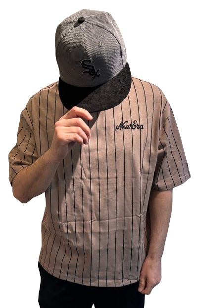 NE Pinstripe OS Tee T-Shirt Grey Black von New Era