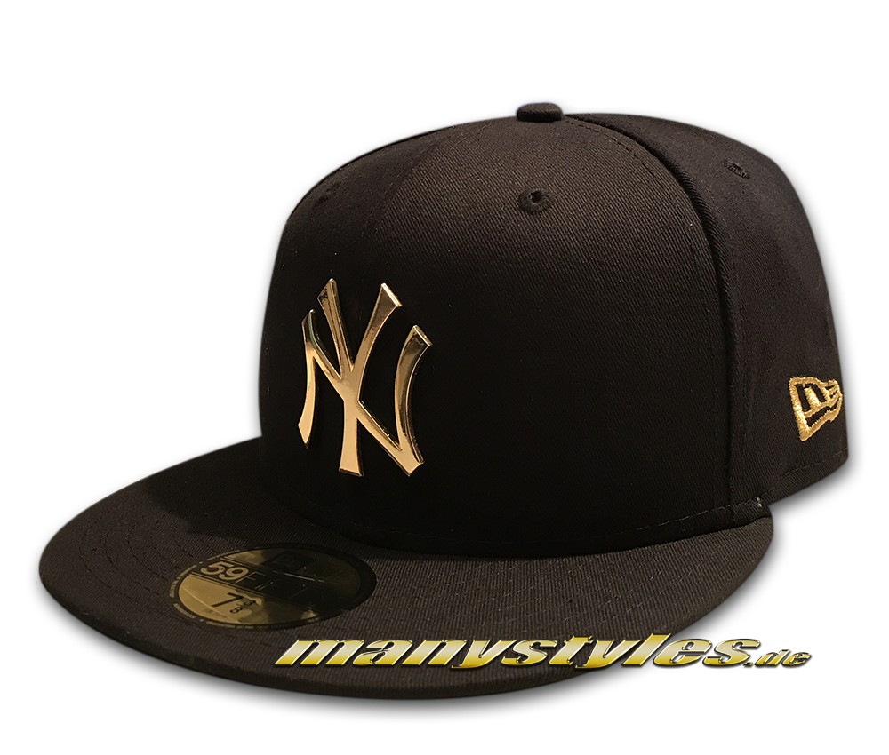 NY Yankees MLB 59FIFTY Metal Badge Metallic Logo Gold von New Era