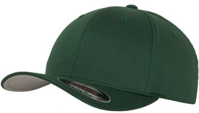 Blank Flex Fit Curved Visor Cap Spruce Green