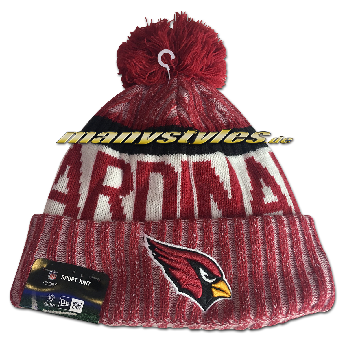 Arizona Cardinals NFL Sideline 2017 Bobble Beenie Black Red OTC von New Era