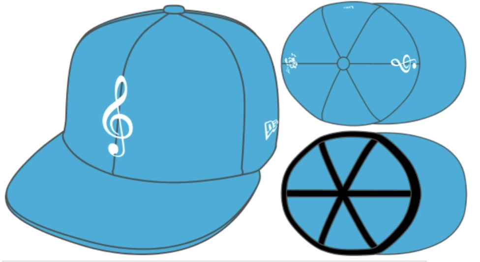 New Era Unlicensed 59FIFTY Fitted Cap Music Note Cap Vice Blue Bright White exclusive Design Skribble