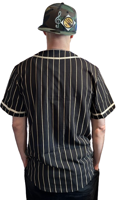 NE Pinstripe OS Pinstripe Jersey Black Sand von New Era Backview