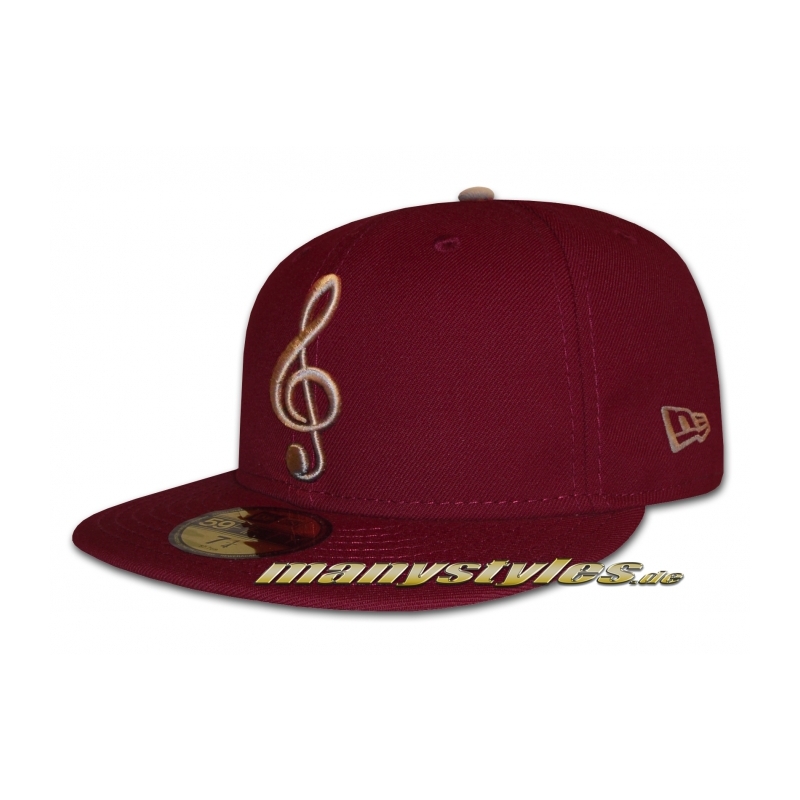 New Era 59FIFTY Unlicensed The Music Note exclusive Cap in Maroon Grey