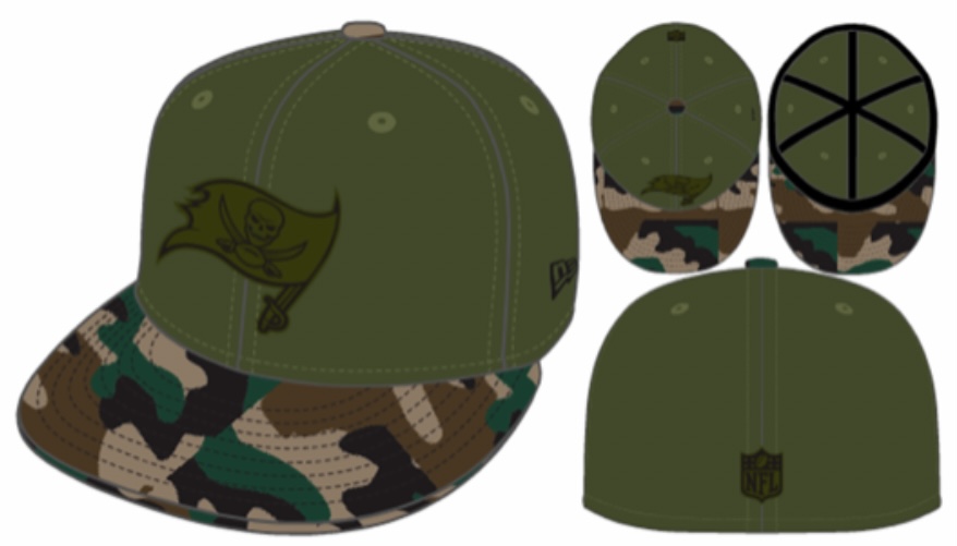 Tampa Bay Buccaneers 59FIFTY NFL manyStyles exclusive Camo Visor Cap in Rifle Green Woodland Camouflage von New Era