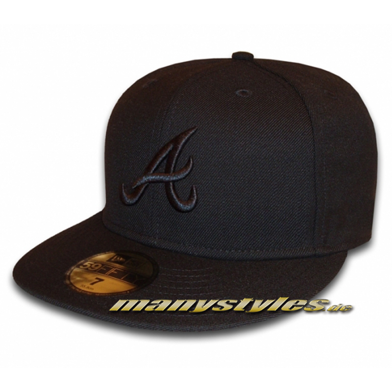 Atlanta Braves 59FIFTY MLB Cap Black on Black