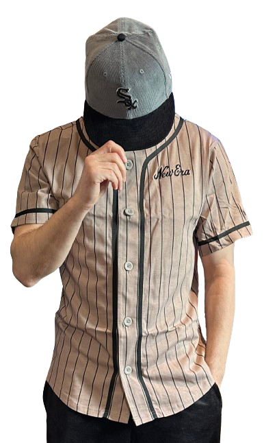 NE Pinstripe OS Pinstripe Jersey Grey Black von New Era