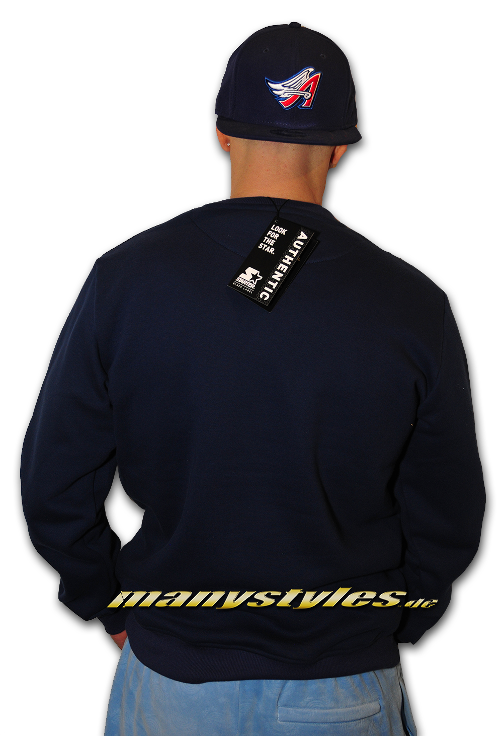 manystyles Starter Crewneck Sweatshirt Navy Backview