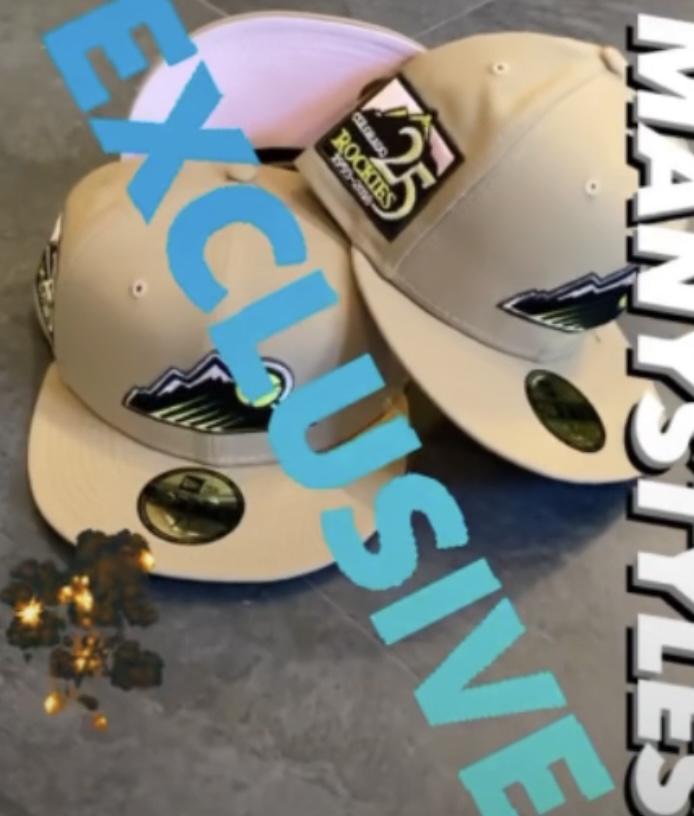 COLORADO ROCKIES MLB 59FIFTY 25 Anniversary HWC MANYSTYLES exclusive Cap Khaki Pink von New Era Front nsta 1